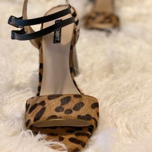 Shoemint Zebra & Leopard Print Blocked Heel Sandal